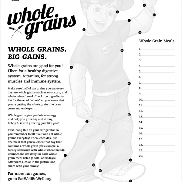 Kids Whole Grains Activity Sheet English 2011 AZ Healthzone