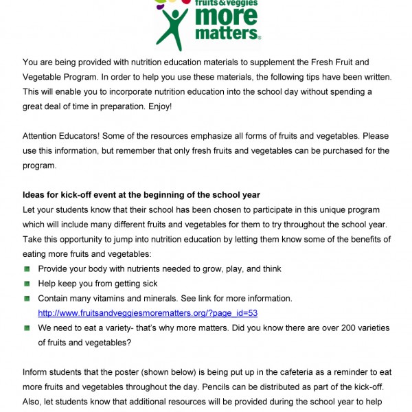 Nutrition Education Materials for schools - AZ Healthzone