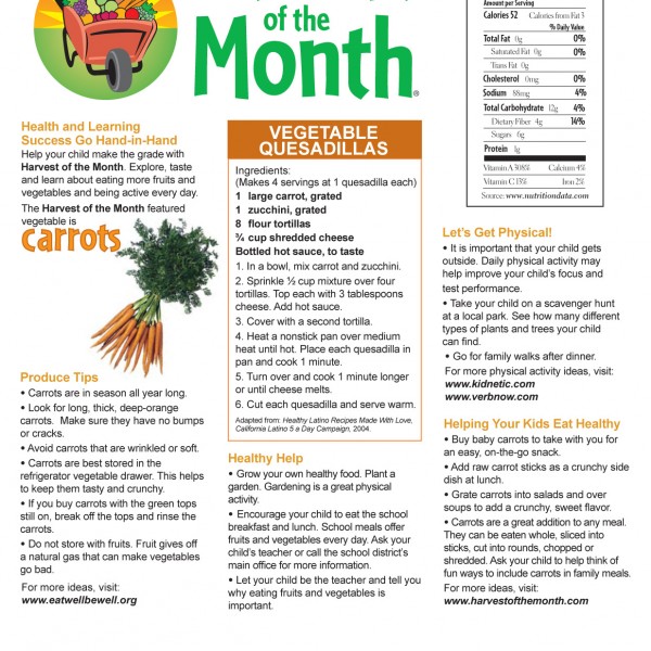 Parents Harvest of the Month English Spanish Carrots AZ Healthzone