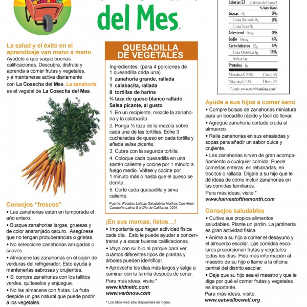 Parents Harvest of the Month Spanish Carrots AZ Healthzone