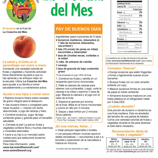 Parents Harvest of the Month Spanish Peaches AZ Healthzone