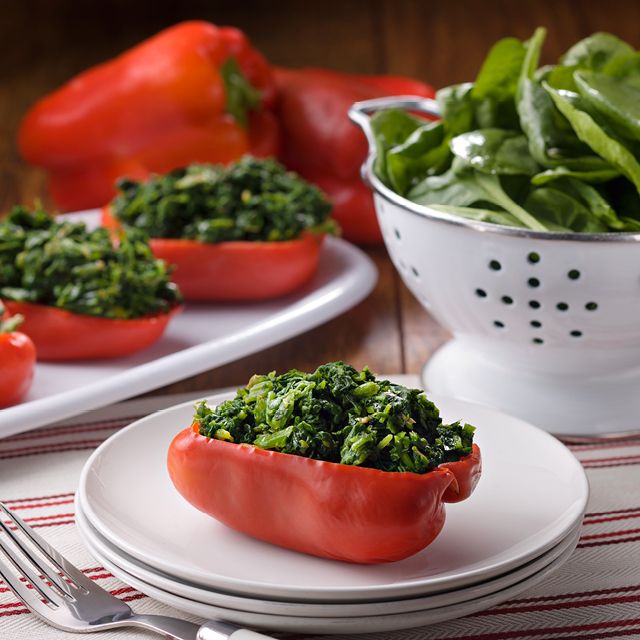 Spinach Stuffed Red Bell Peppers